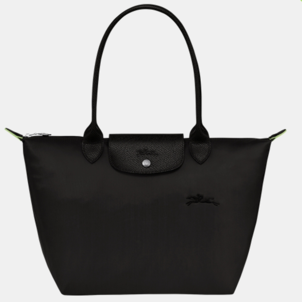 NEW Longchamp Le Pliage "Shopping" Bag in Black-Recycled Textile
